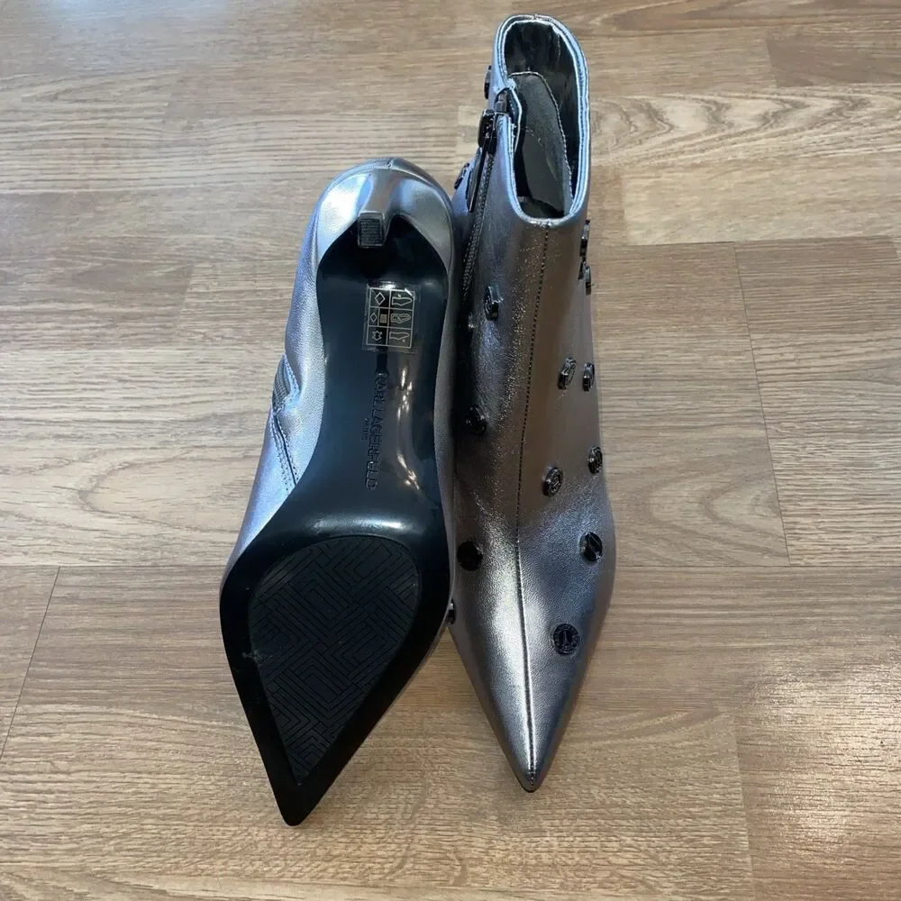 KARL LAGERFELD PARIS Womens Saina Dress Boots Pewter Size 6M NWOB - Picture 10 of 12